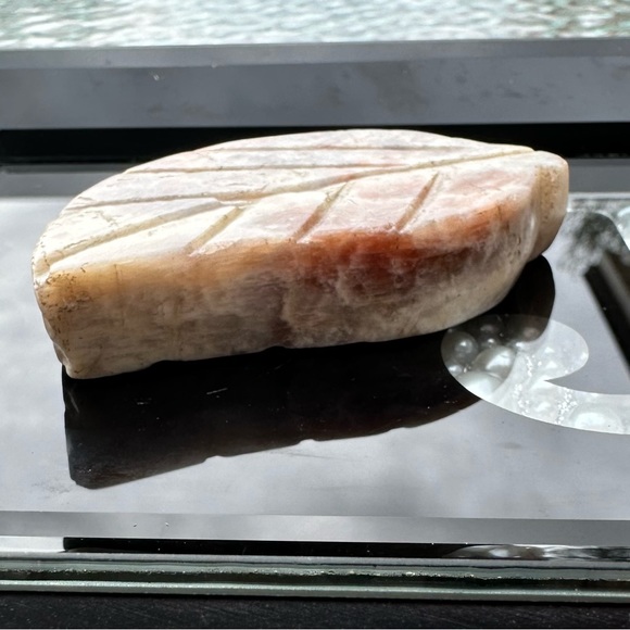 Rainbow Moonstone (Labradorite Variety) Natural Crystal Leaf Carving - Picture 5 of 5